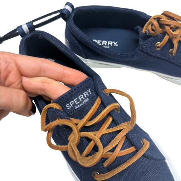 Sperry Crest Vibe Navy Blue Canvas Sneakers Women’s 7 New - Picture 8 of 11